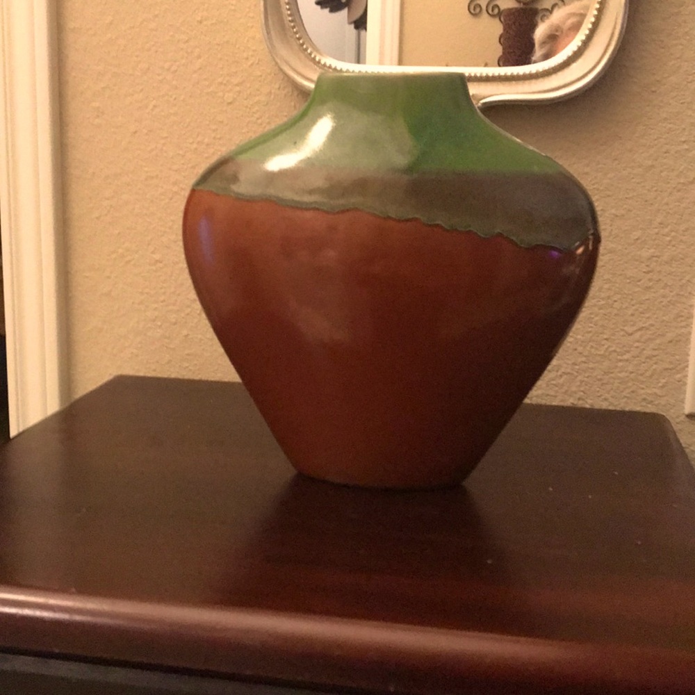 Modern vase, earth tone/turquoise color